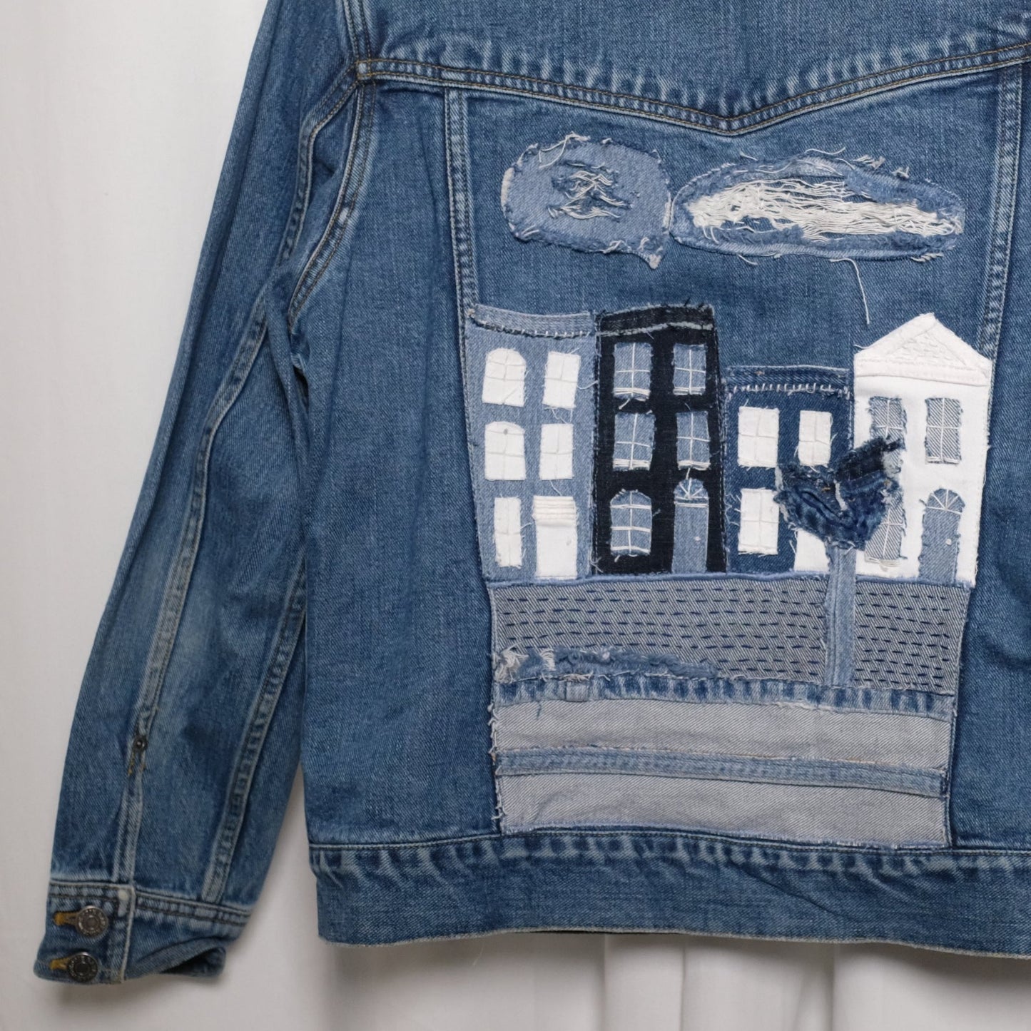 "Housing For All" Upcycled Denim Scraps Jacket