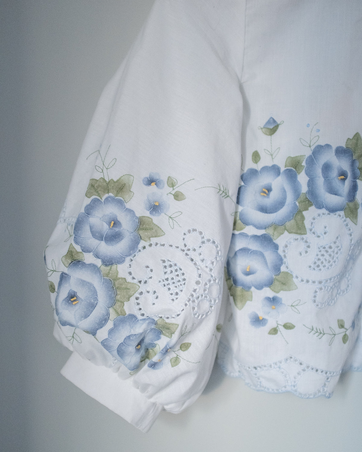 Puff Sleeve Blouse - Blue Flowers (Size 1)