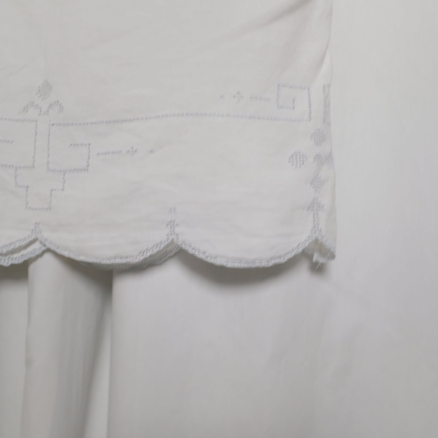 Upcycled linen + crochet tablecloth boxy tee