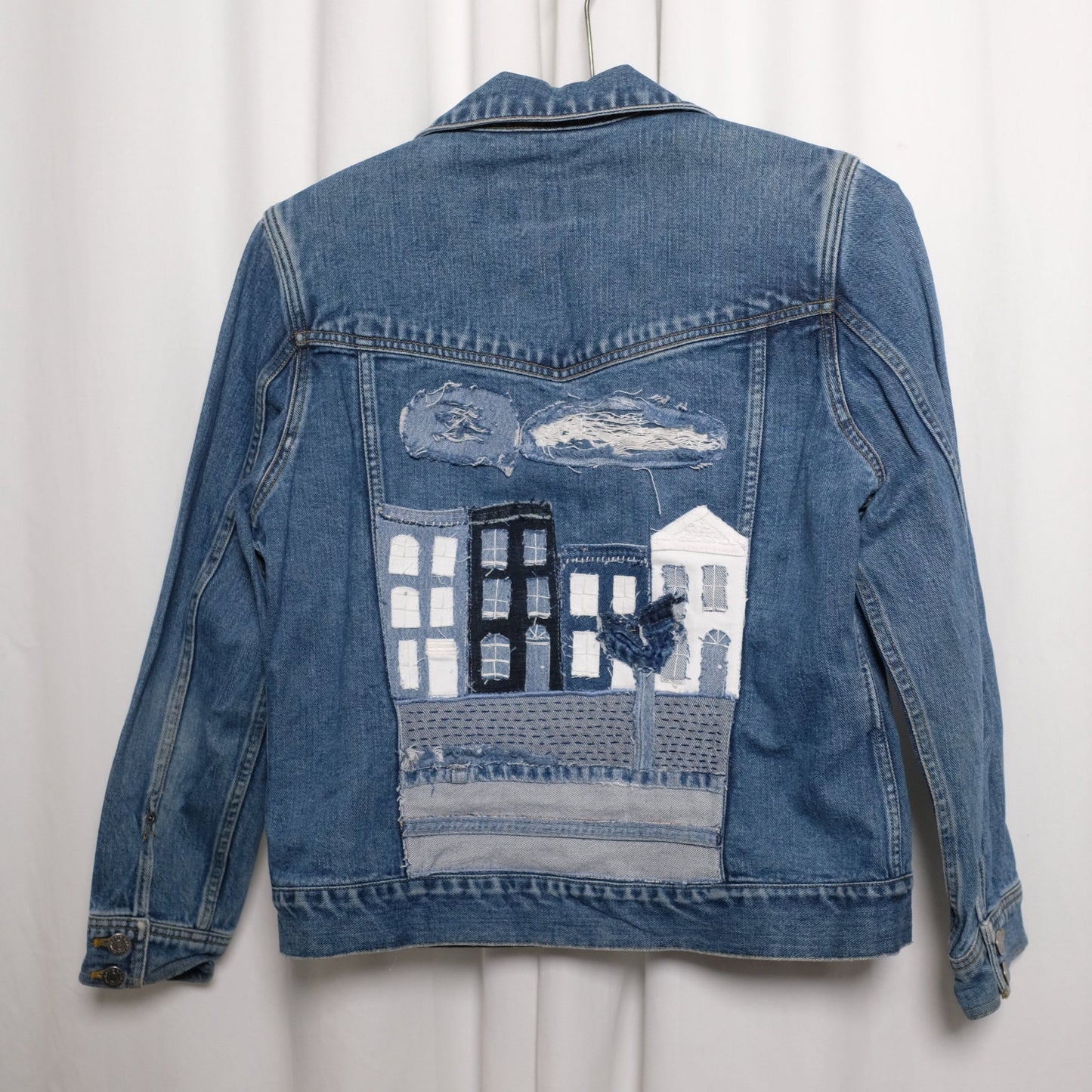 "Housing For All" Upcycled Denim Scraps Jacket