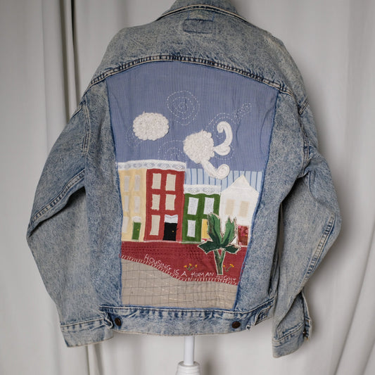 "Housing For All" Upcycled Denim Jacket