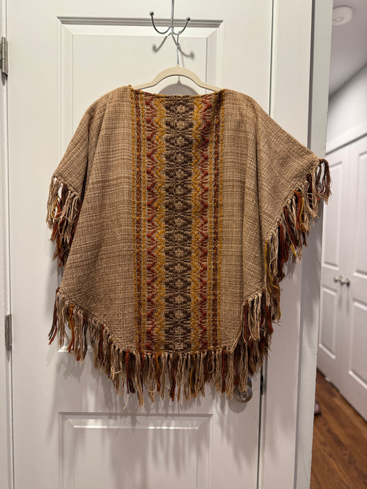 1970s Handmade woven poncho S-XL