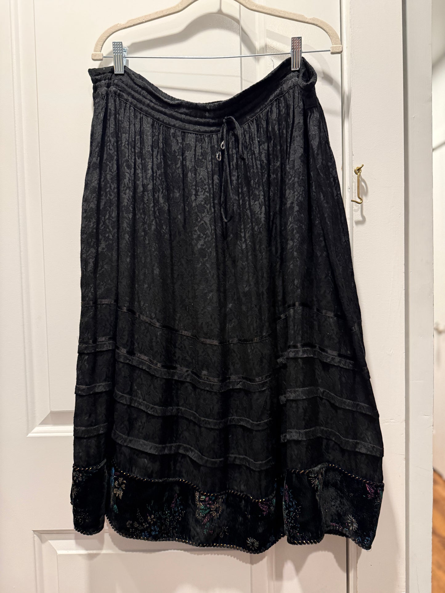 1970s Phool maxi skirt velvet trim S-XL