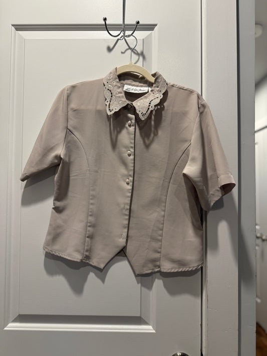 LSV 1980s Yves St. Clair cropped blouse pearl buttons XS-S
