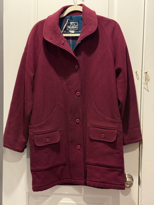 LSV 1970s Woolrich raspberry wool coat fits XS-S