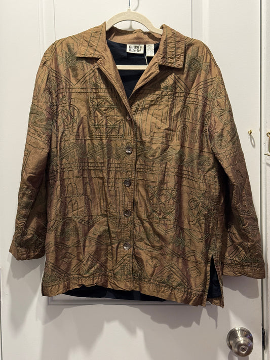 1990s Chico's embroidered silk jacket fits XS-S