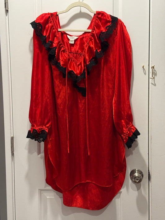LSV 1990s Sabrina Boudoir Red Black Ruffle Gown fits M-L