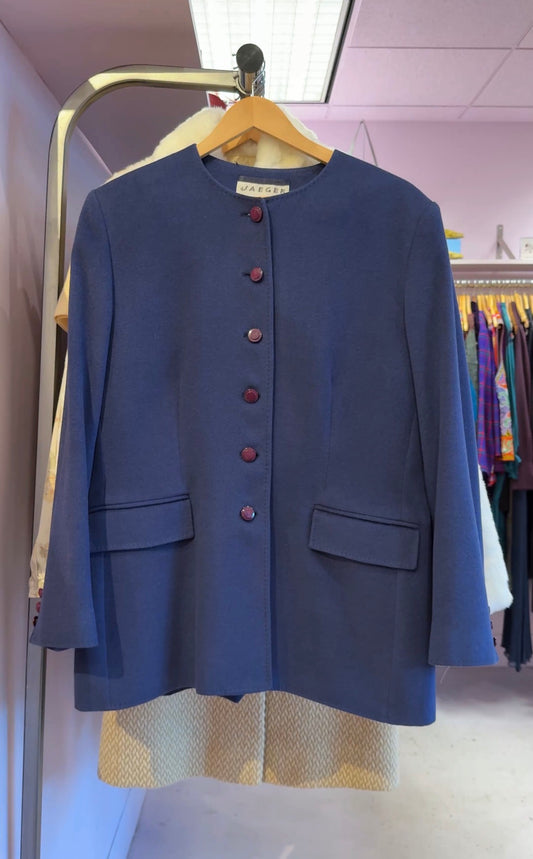 LSV 1990s Jaeger wool/angora jacket blue fits M-L