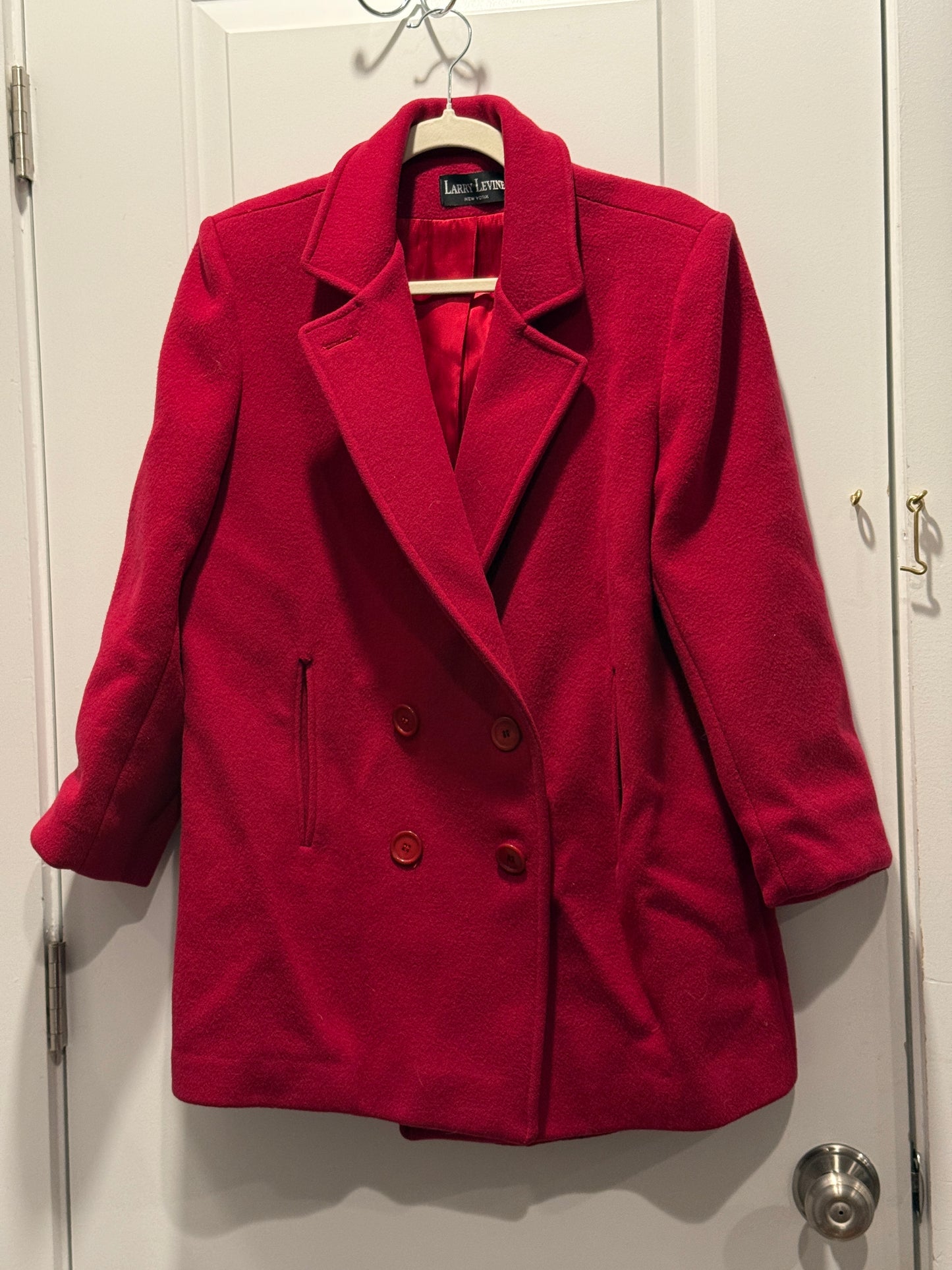 LSV 1980s Larry Levine red wool peacoat fits S-M