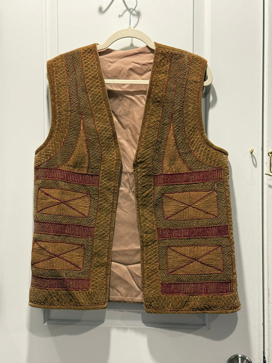 LSV 1970s Handmade embroidered velvet vest fits M-L