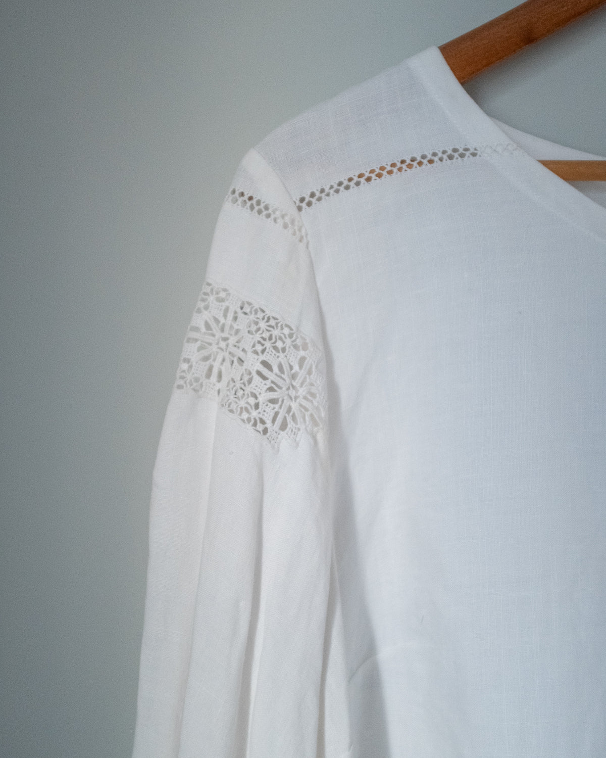 Puff Sleeve Blouse - Linen Openwork (Size 3)