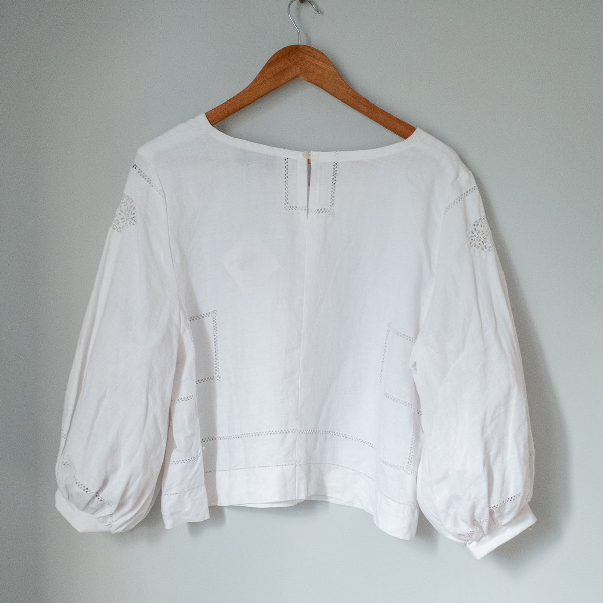 Puff Sleeve Blouse - Linen Openwork (Size 3)