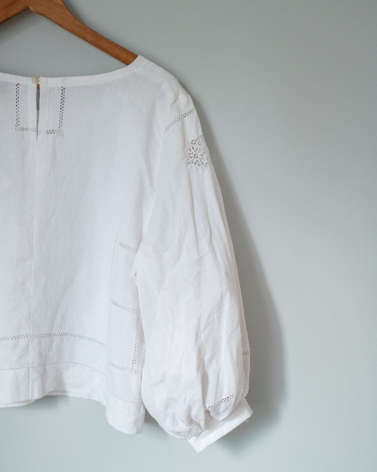 Puff Sleeve Blouse - Linen Openwork (Size 3)