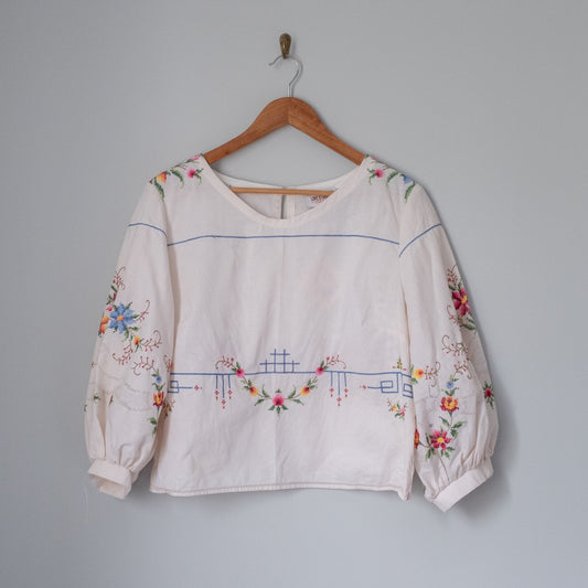 Puff Sleeve Blouse - Floral Needlepoint (Size 3)