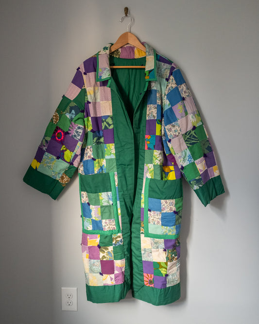 Quilt Duster Jacket - Patchwork Greens