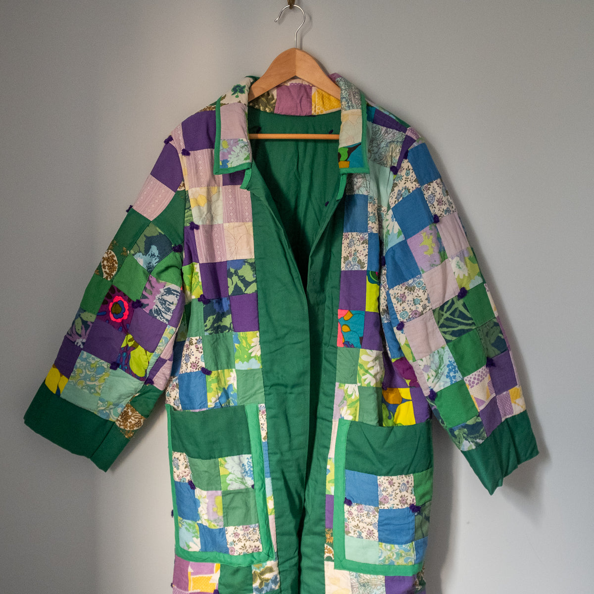Quilt Duster Jacket - Patchwork Greens
