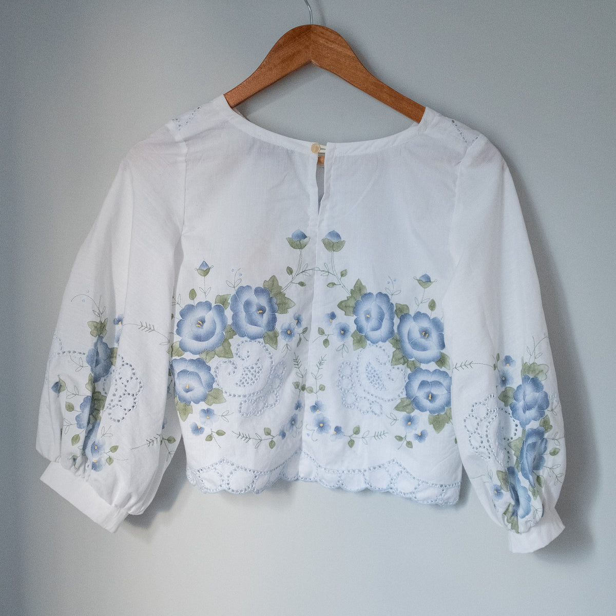 Puff Sleeve Blouse - Blue Flowers (Size 1)