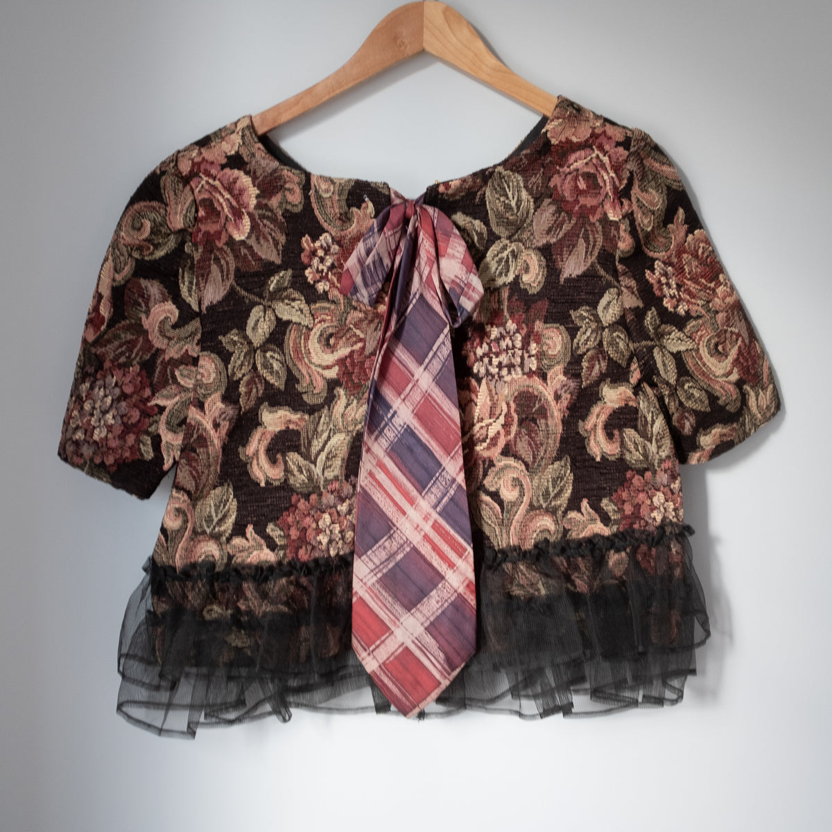 Cropped Blouse - Dark Floral Tapestry Custom