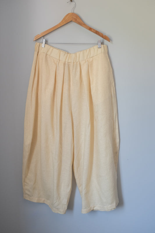 Summer Barrel Pant - Cream Slub