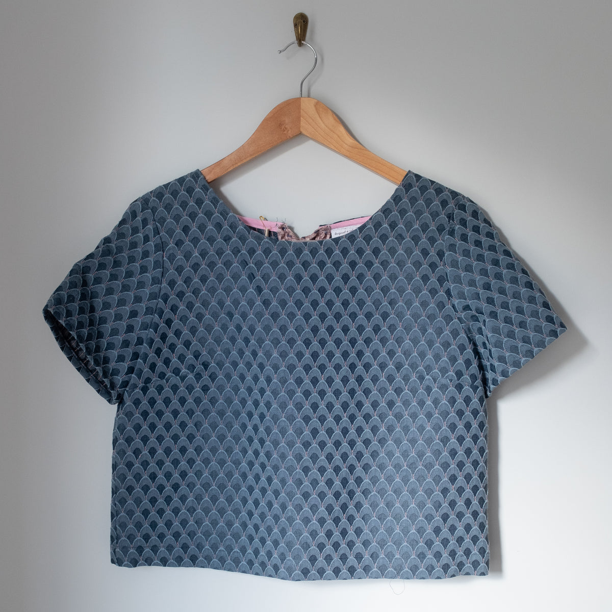Cropped Blouse - Deco Blue Tie-Back