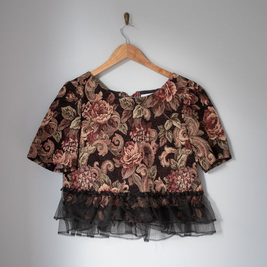 Cropped Blouse - Dark Floral Tapestry Custom