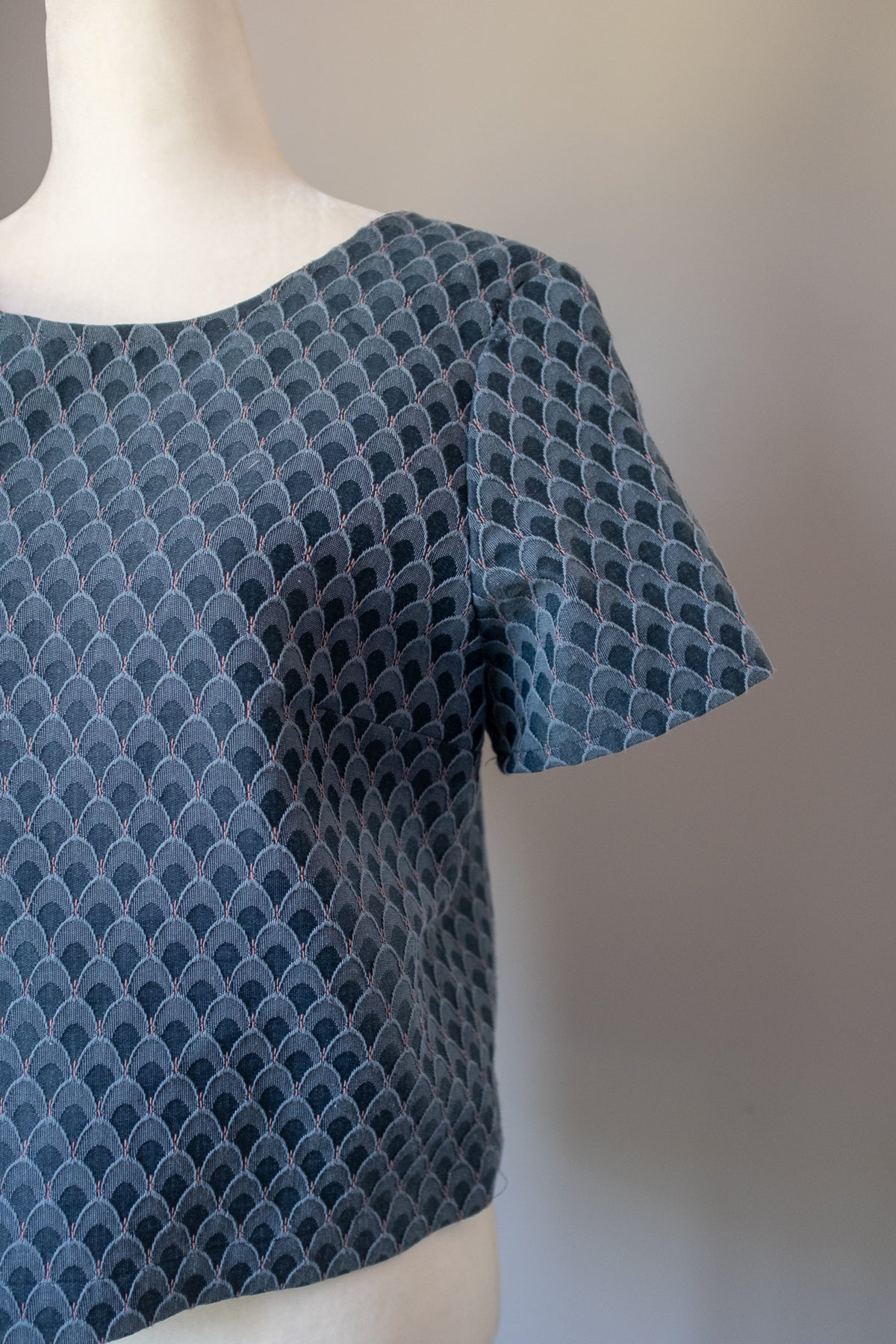 Cropped Blouse - Deco Blue Tie-Back