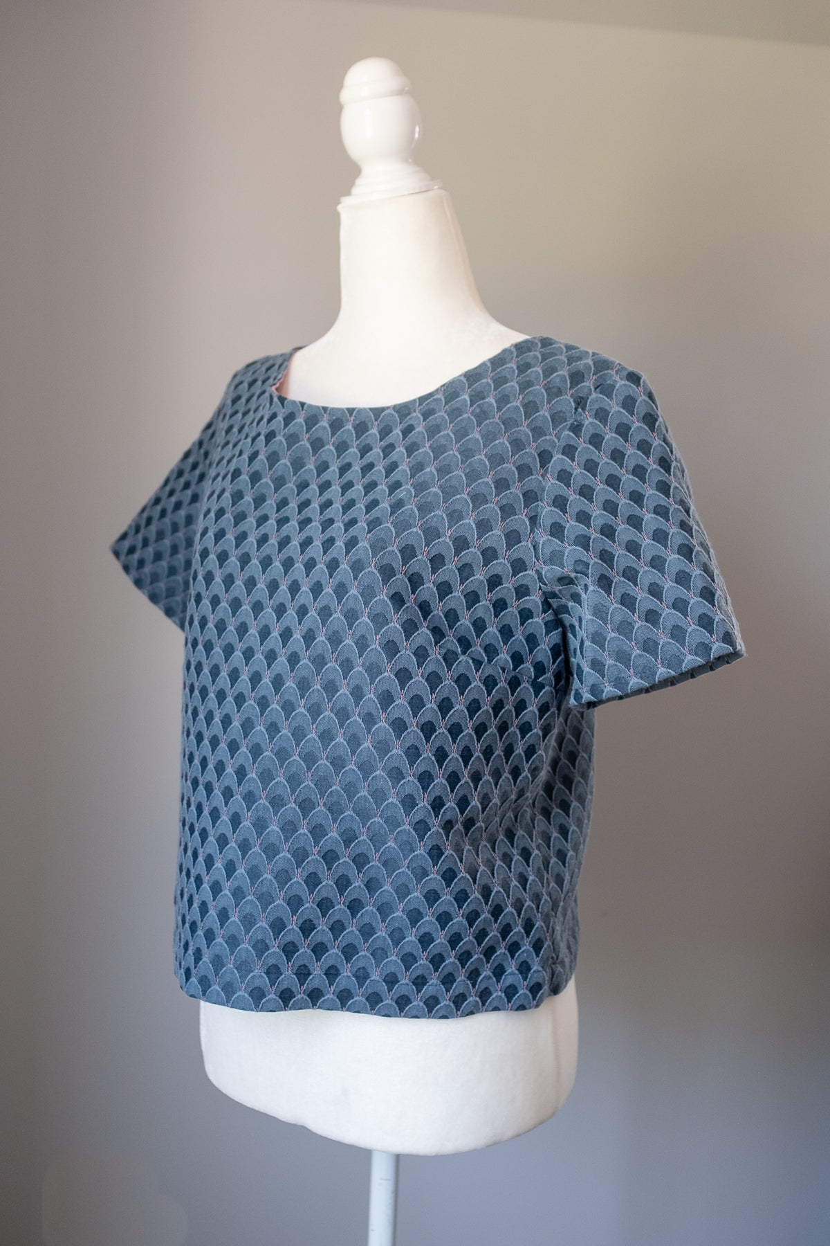 Cropped Blouse - Deco Blue Tie-Back