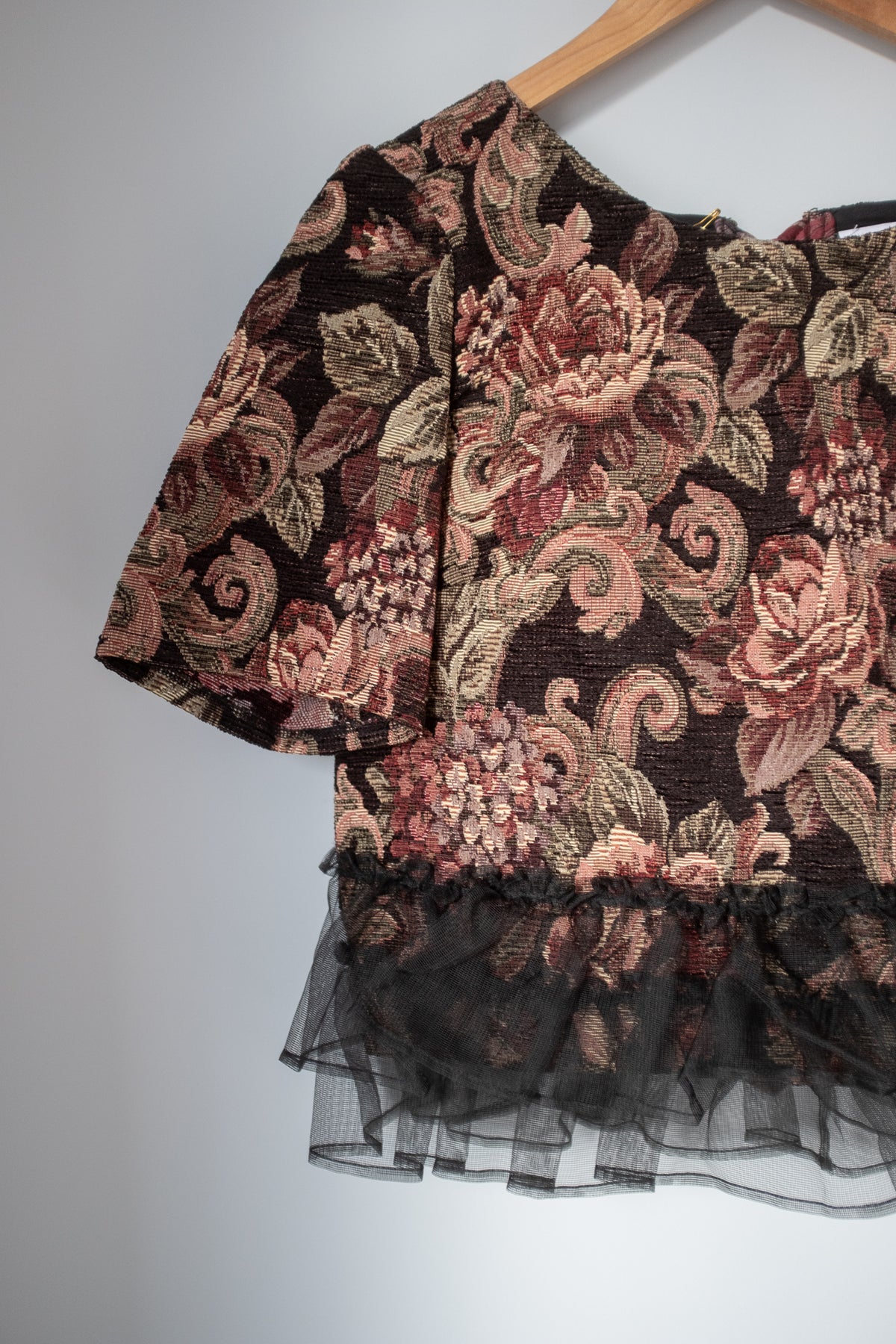 Cropped Blouse - Dark Floral Tapestry Custom